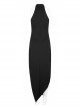 Gothic Dark Personality Black Gradient Jacquard Lace Trim Sexy Waist Irregular Sleeveless Long Dress