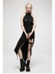 Gothic Dark Personality Black Gradient Jacquard Lace Trim Sexy Waist Irregular Sleeveless Long Dress