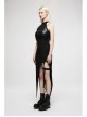 Gothic Dark Personality Black Gradient Jacquard Lace Trim Sexy Waist Irregular Sleeveless Long Dress