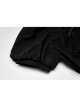 Black Chinese Style Jacquard Elasticity Fabric Puff Sleeves Pleated Waist Design Decorative Webbing Punk Short Dress