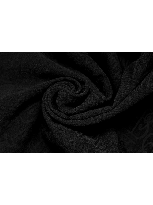 Black Chinese Style Jacquard Elasticity Fabric Puff Sleeves Pleated Waist Design Decorative Webbing Punk Short Dress