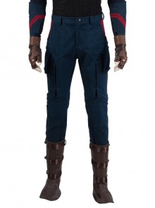 Avengers Endgame Captain America Steve Rogers Battle Suit Halloween Cosplay Costume Blue Pants