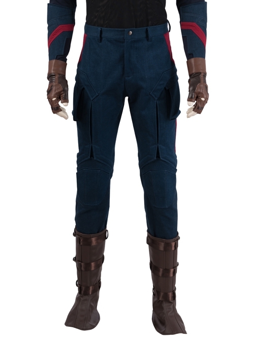 Avengers Endgame Captain America Steve Rogers Battle Suit Halloween Cosplay Costume Blue Pants