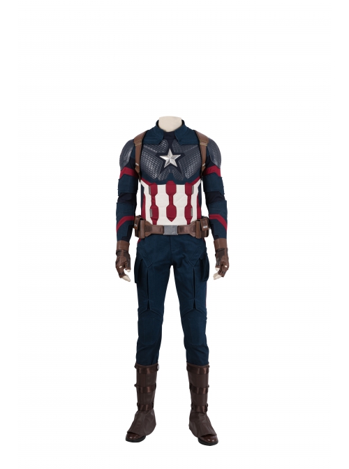 Avengers Endgame Captain America Steve Rogers Battle Suit Halloween Cosplay Costume Blue Pants