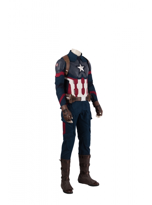Avengers Endgame Captain America Steve Rogers Battle Suit Halloween Cosplay Costume Blue Pants