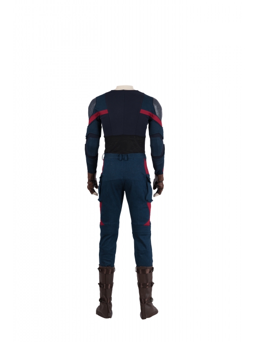 Avengers Endgame Captain America Steve Rogers Battle Suit Halloween Cosplay Costume Blue Pants