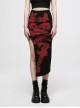 Chinese Style Red Handwritten Ink Print Metal Buttonhole Chain Decoration Personality Asymmetric Punk Slit Skirt