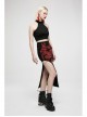 Chinese Style Red Handwritten Ink Print Metal Buttonhole Chain Decoration Personality Asymmetric Punk Slit Skirt