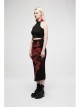 Chinese Style Red Handwritten Ink Print Metal Buttonhole Chain Decoration Personality Asymmetric Punk Slit Skirt