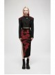 Chinese Style Red Handwritten Ink Print Metal Buttonhole Chain Decoration Personality Asymmetric Punk Slit Skirt