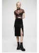 Dark Minimalist Comfortable Straight Knit Sexy Slit Metal Chain Decoration Belt Black Punk Long Skirt