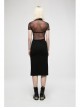 Dark Minimalist Comfortable Straight Knit Sexy Slit Metal Chain Decoration Belt Black Punk Long Skirt