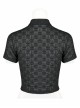 Black Sexy Slim Fit Dark Chinese Style Minimalist Elasticity See-Through Fabric Hollow Metal Buckle Design Vest