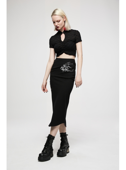 Black Sexy Slim Fit Dark Chinese Style Minimalist Elasticity See-Through Fabric Hollow Metal Buckle Design Vest