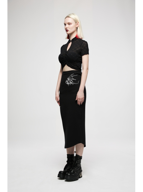 Black Sexy Slim Fit Dark Chinese Style Minimalist Elasticity See-Through Fabric Hollow Metal Buckle Design Vest