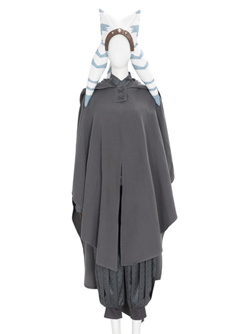 The Mandalorian Season 2 Ahsoka Tano Halloween Cosplay Costume Gray Cloak