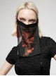 Punk Black Red Chinese Style Keel Embroidered Chiffon Fringed Hem Trim Knight Veil