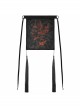 Punk Black Red Chinese Style Keel Embroidered Chiffon Fringed Hem Trim Knight Veil