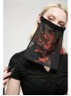 Punk Black Red Chinese Style Keel Embroidered Chiffon Fringed Hem Trim Knight Veil