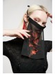 Punk Black Red Chinese Style Keel Embroidered Chiffon Fringed Hem Trim Knight Veil