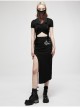 Punk Black Red Chinese Style Keel Embroidered Chiffon Fringed Hem Trim Knight Veil