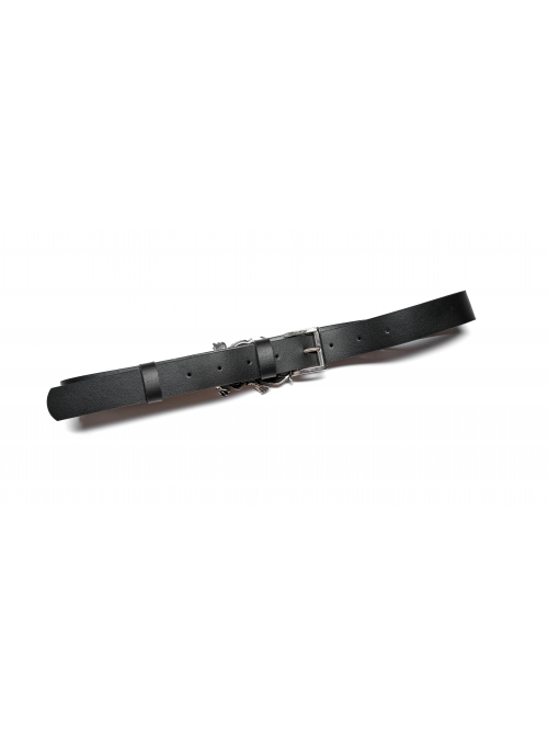 Punk Chinese Style Metal Stereoscopic Carving Dragon-Shaped Adjustable Buckle Decoration PU Leather Black Female Belt