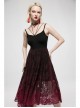 Dark Gothic Black Red Gradient Inkjet Jacquard Lace Trim Knitted Fabric Slip Dress
