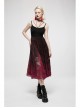 Dark Gothic Black Red Gradient Inkjet Jacquard Lace Trim Knitted Fabric Slip Dress