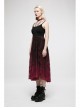 Dark Gothic Black Red Gradient Inkjet Jacquard Lace Trim Knitted Fabric Slip Dress