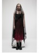 Dark Gothic Black Red Gradient Inkjet Jacquard Lace Trim Knitted Fabric Slip Dress