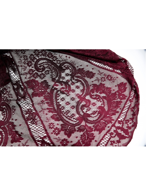 Dark Gothic Black Red Gradient Inkjet Jacquard Lace Trim Knitted Fabric Slip Dress