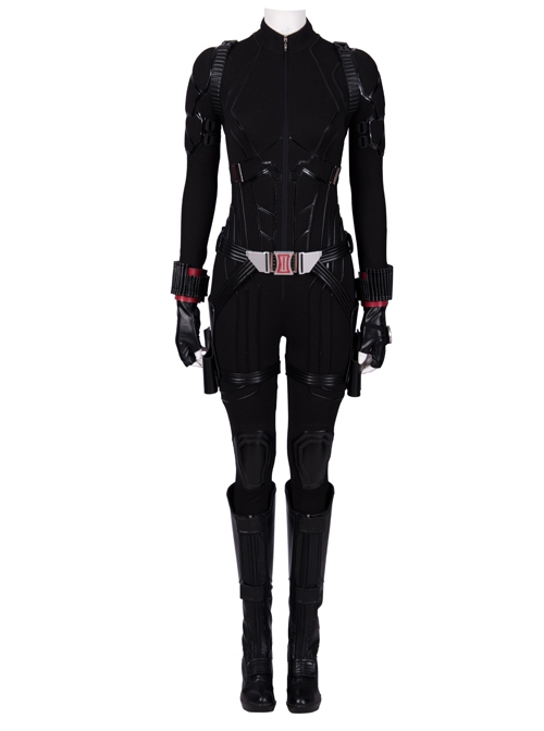 Avengers Endgame Black Widow Natasha Romanoff Black Battle Suit Halloween Cosplay Costume Black Bodysuit
