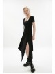 Pure Cotton Knitting Square Neck Design Simple And Irregular Hem Metal Skull Decorative Band Black Short Sleeve Long Dress
