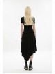 Pure Cotton Knitting Square Neck Design Simple And Irregular Hem Metal Skull Decorative Band Black Short Sleeve Long Dress