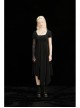Pure Cotton Knitting Square Neck Design Simple And Irregular Hem Metal Skull Decorative Band Black Short Sleeve Long Dress