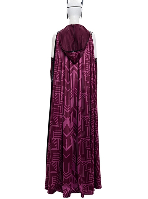Wanda Vision Scarlet Witch Wanda Django Maximoff Battle Suit Halloween Cosplay Costume Red Cloak