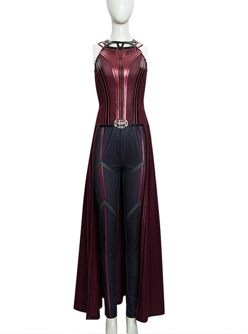Wanda Vision Scarlet Witch Wanda Django Maximoff Battle Suit Halloween Cosplay Costume Red Top