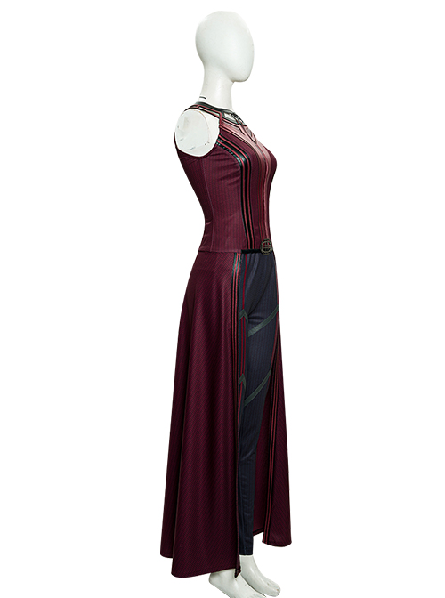 Wanda Vision Scarlet Witch Wanda Django Maximoff Battle Suit Halloween Cosplay Costume Red Top