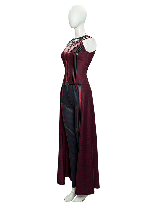 Wanda Vision Scarlet Witch Wanda Django Maximoff Battle Suit Halloween Cosplay Costume Red Top
