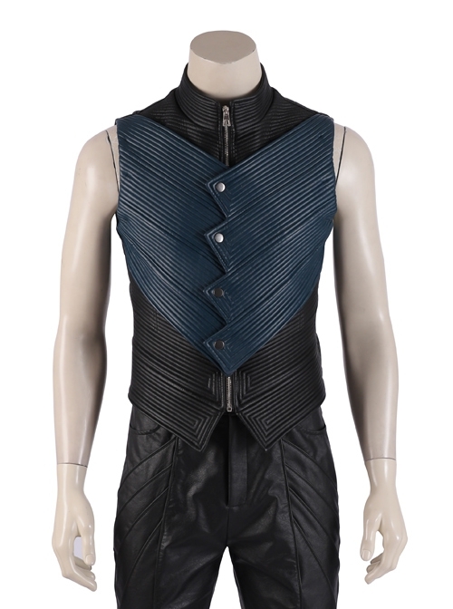 Devil May Cry 5 Vergil Black Windbreaker Suit Halloween Cosplay Costume Vest