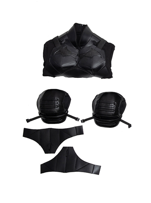 The Batman Bruce Wayne Black Battle Suit Halloween Cosplay Costume Black Shoulder Armor Components And Top