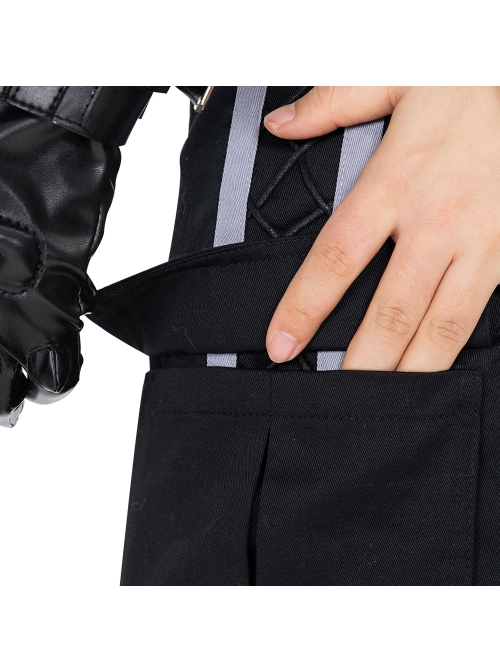 The Batman Bruce Wayne Black Battle Suit Halloween Cosplay Costume Black Pants