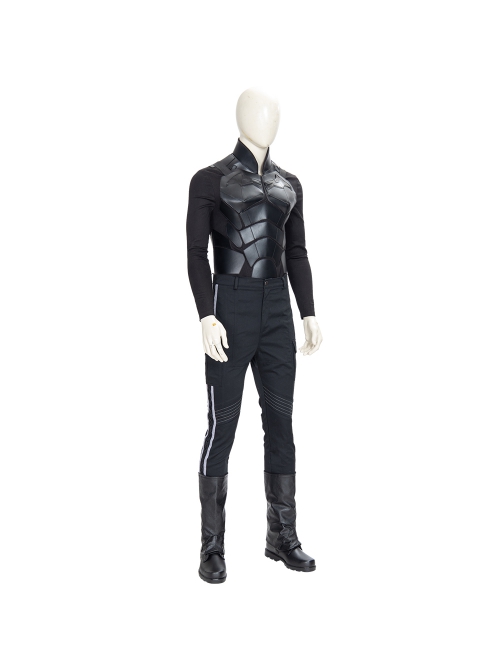 The Batman Bruce Wayne Black Battle Suit Halloween Cosplay Costume Black Pants