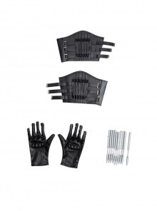 The Batman Bruce Wayne Black Battle Suit Halloween Cosplay Accessories Wrist Guards And Gloves