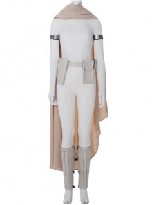 Game Star Wars Padme Amidala Queen White Battle Suit Halloween Cosplay Costume Set