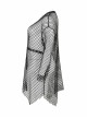 Black Loose Plus Size Mesh Design Metal Buttonhole Webbing Asymmetric Hem Sexy Long Sleeve Gothic Female Shirt