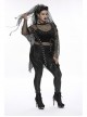 Black Loose Plus Size Mesh Design Metal Buttonhole Webbing Asymmetric Hem Sexy Long Sleeve Gothic Female Shirt