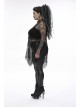 Black Loose Plus Size Mesh Design Metal Buttonhole Webbing Asymmetric Hem Sexy Long Sleeve Gothic Female Shirt