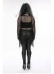 Black Loose Plus Size Mesh Design Metal Buttonhole Webbing Asymmetric Hem Sexy Long Sleeve Gothic Female Shirt