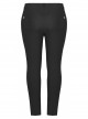 Elasticity Knitting Holes Design Cross Tied Rope Decoration Sexy Tight Punk Black Long Trousers